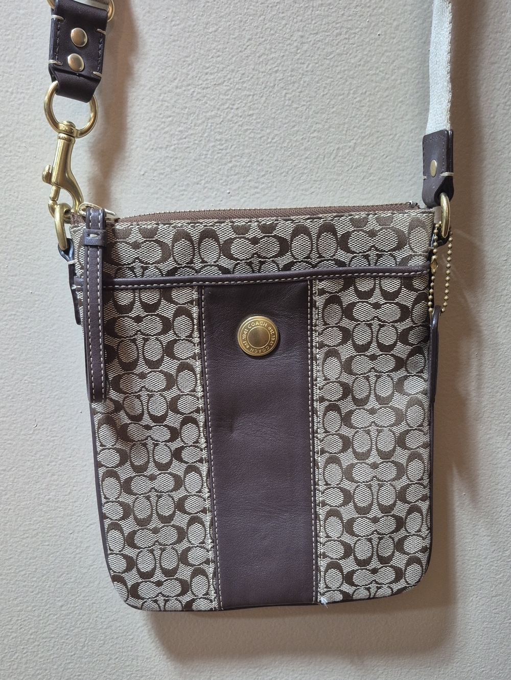 COACH Signature Pattern Jacquard 'Swingpack' Crossbody Shoulder Bag - Picture 4 of 17